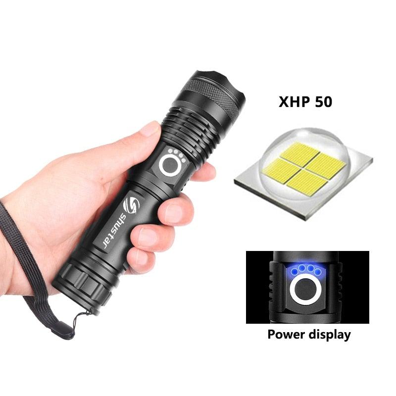 Lampes de poche LED rechargeables étanches portables super lumineuses à haute luminosité Zoomable Lampe torche puissante pour le camping en extérieur et en intérieur, la course, la pêche, la randonnée
