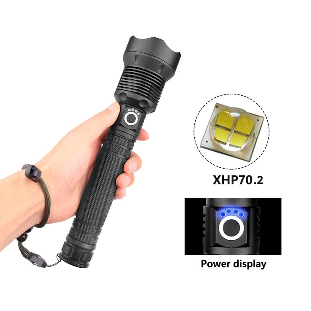 Lampes de poche LED rechargeables étanches portables super lumineuses à haute luminosité Zoomable Lampe torche puissante pour le camping en extérieur et en intérieur, la course, la pêche, la randonnée