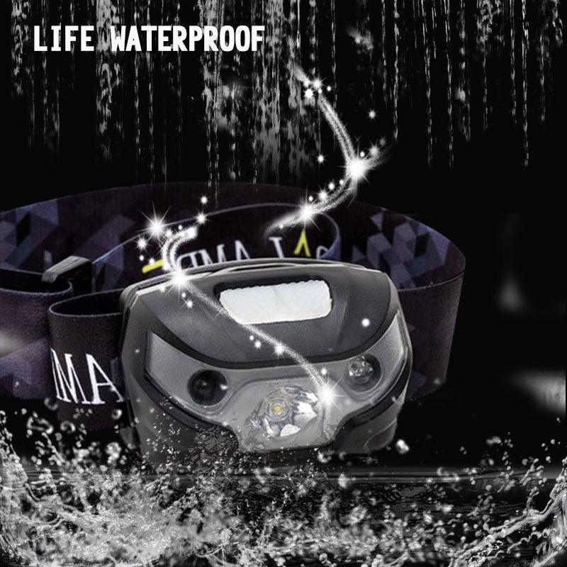 Lampe frontale rechargeable LED puissante, USB, étanche, avec détecteur de mouvement, pour adultes et enfants, pour le camping, la course, le cyclisme et la pêche