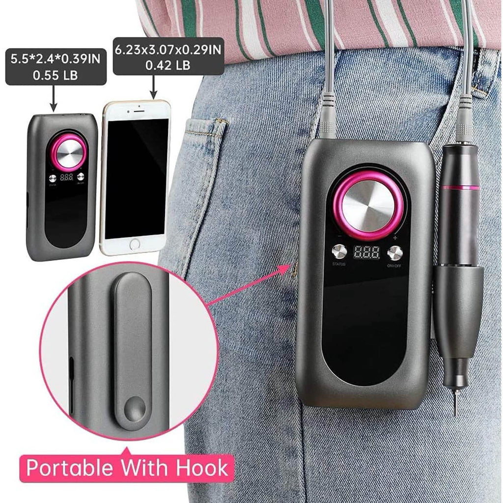 Kit de ponceuse à ongles rechargeable avec batterie externe de 2000 mAh