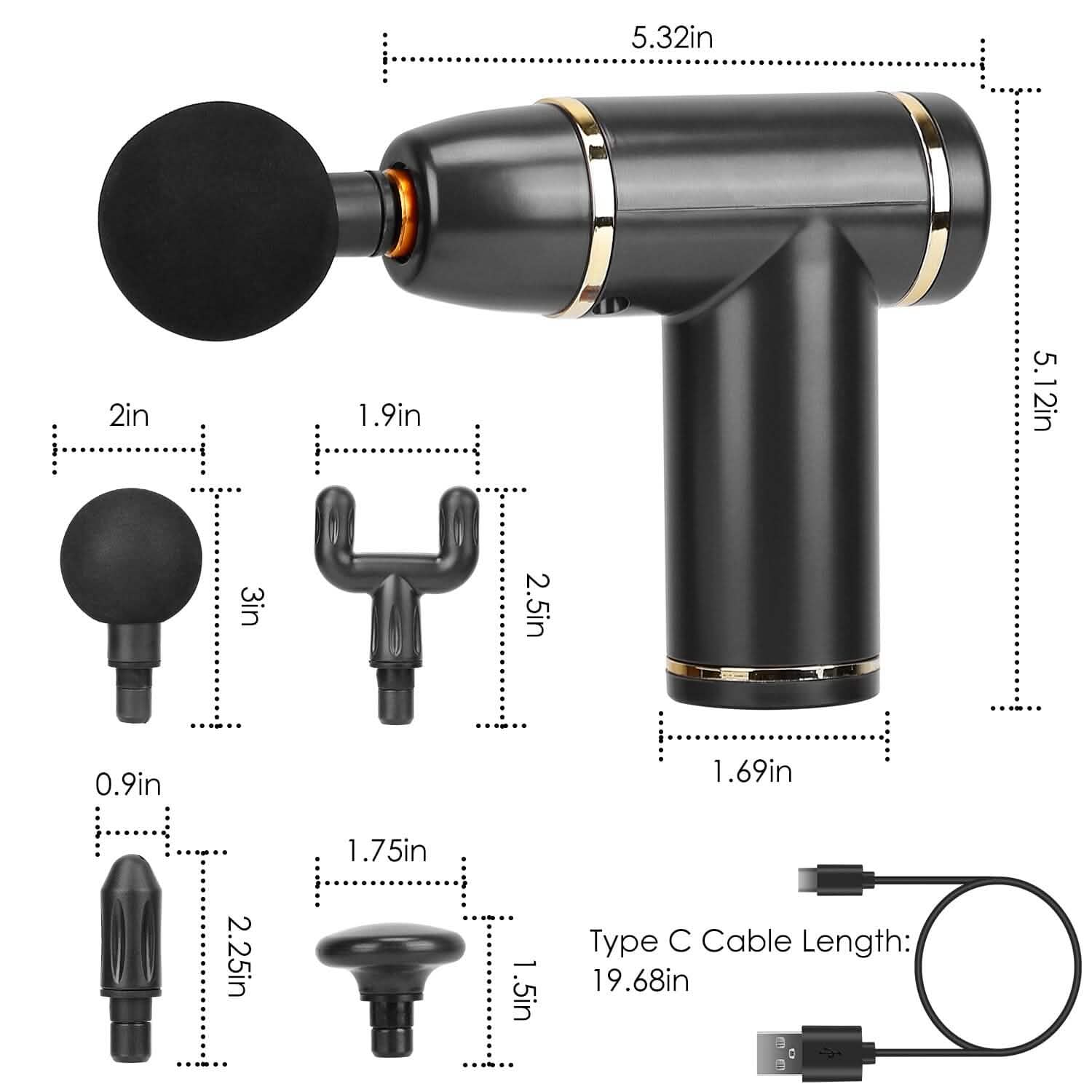 Pistolet de massage à percussion rechargeable