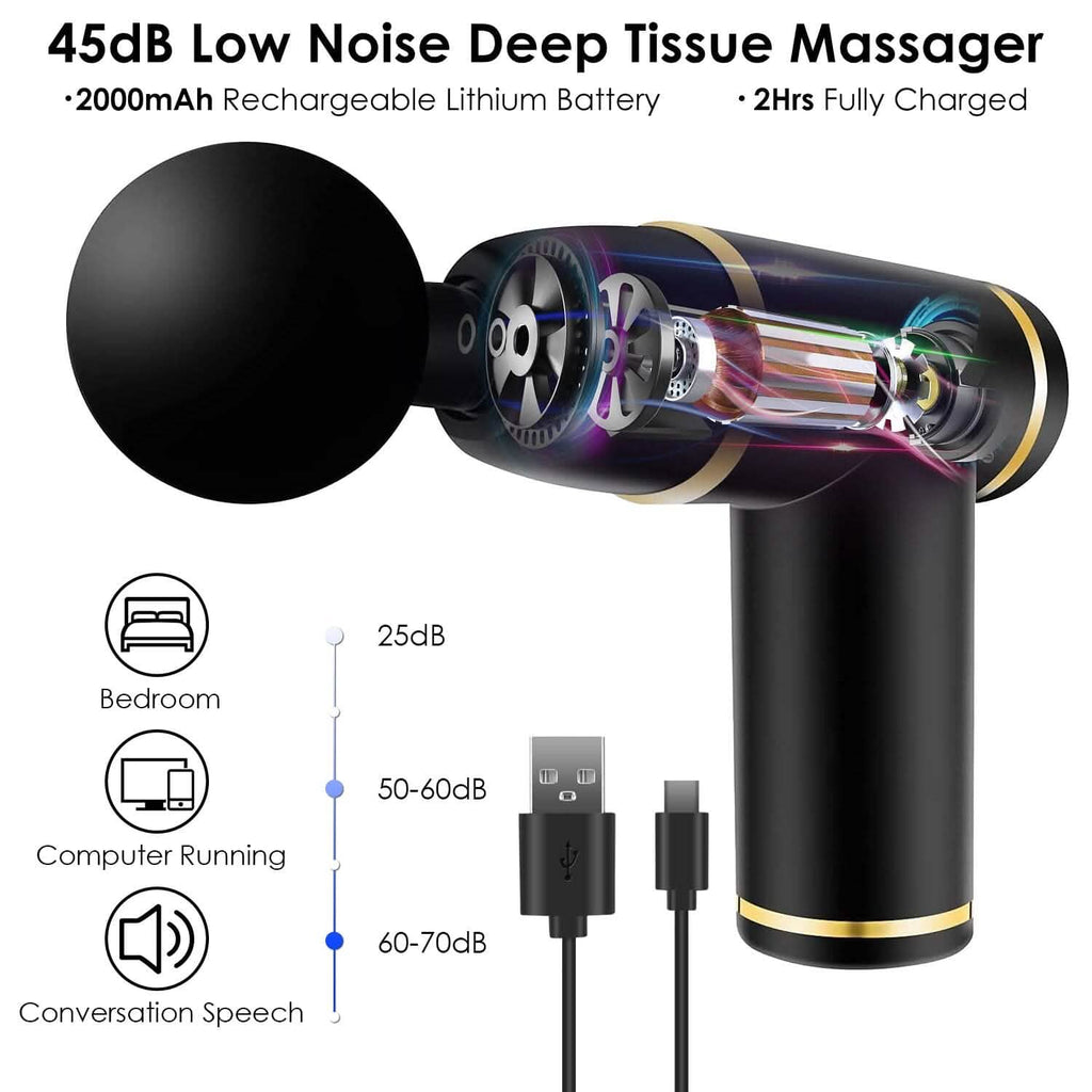 Pistolet de massage à percussion rechargeable