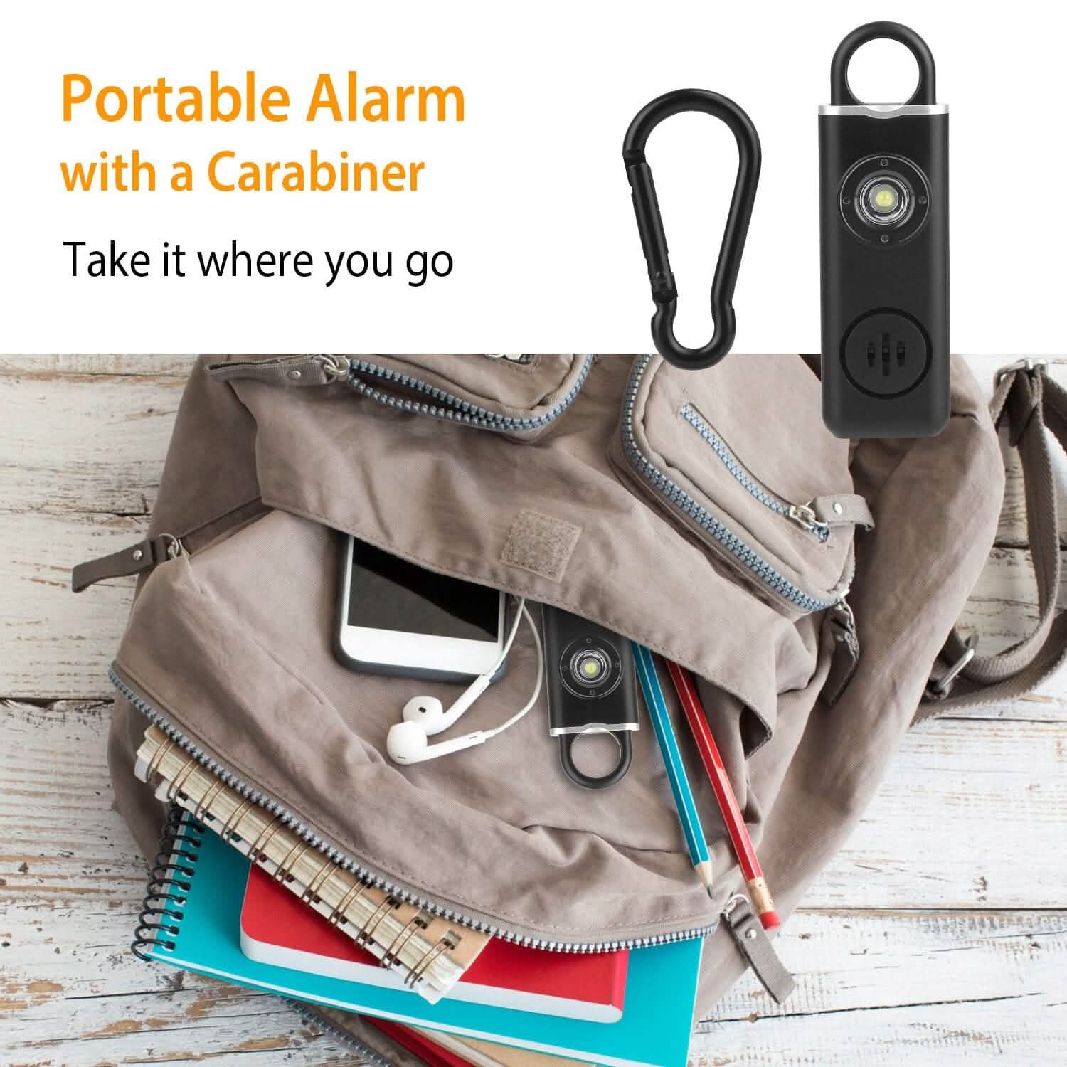 Alarme de sécurité personnelle rechargeable avec lumière stroboscopique