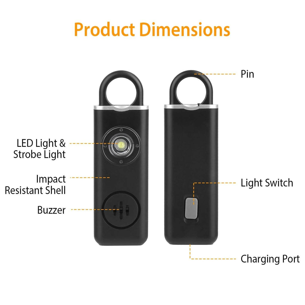 Alarme de sécurité personnelle rechargeable avec lumière stroboscopique