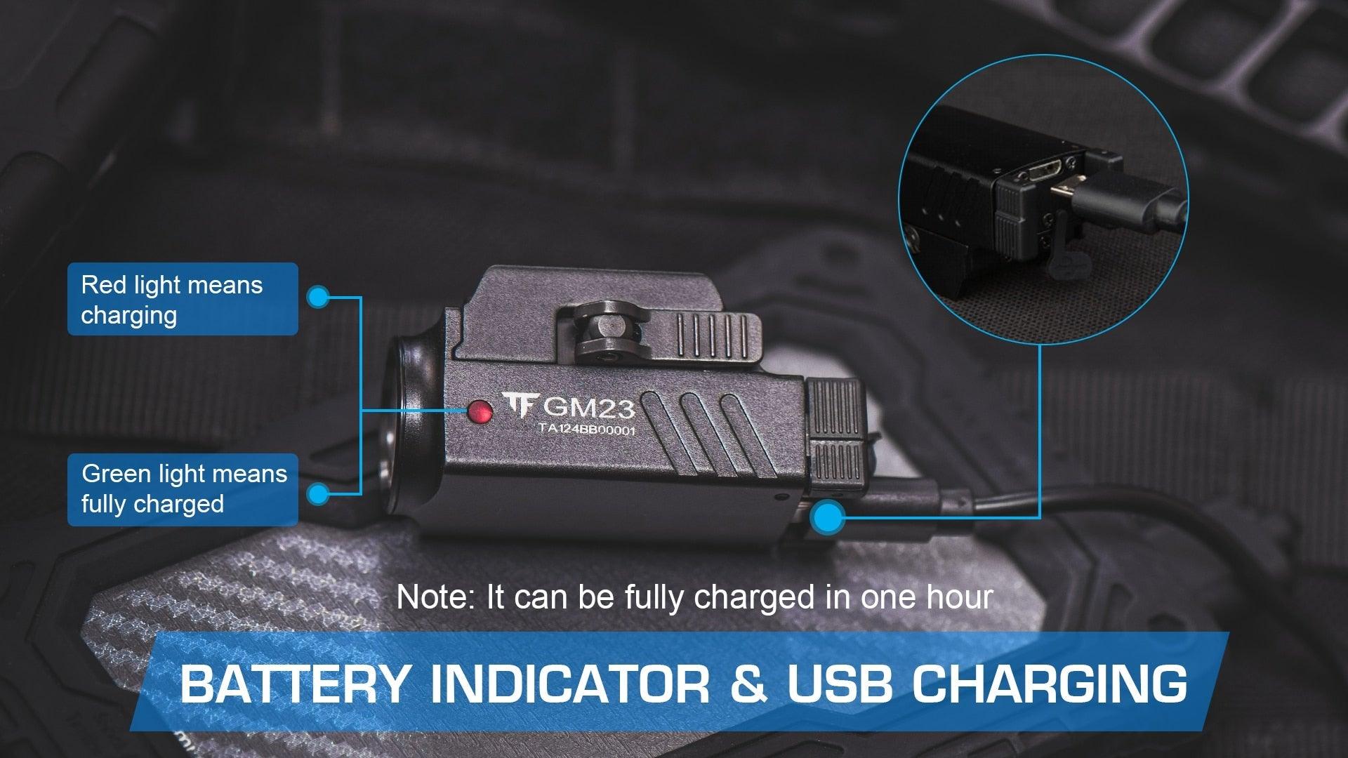 Projecteur rechargeable étanche, haute luminosité réglable, lampe torche tactique LED USB super lumineuse, idéale comme cadeau, lampe de poche montable sur rail pour le camping, la randonnée, la pêche, le jogging et la marche en extérieur.