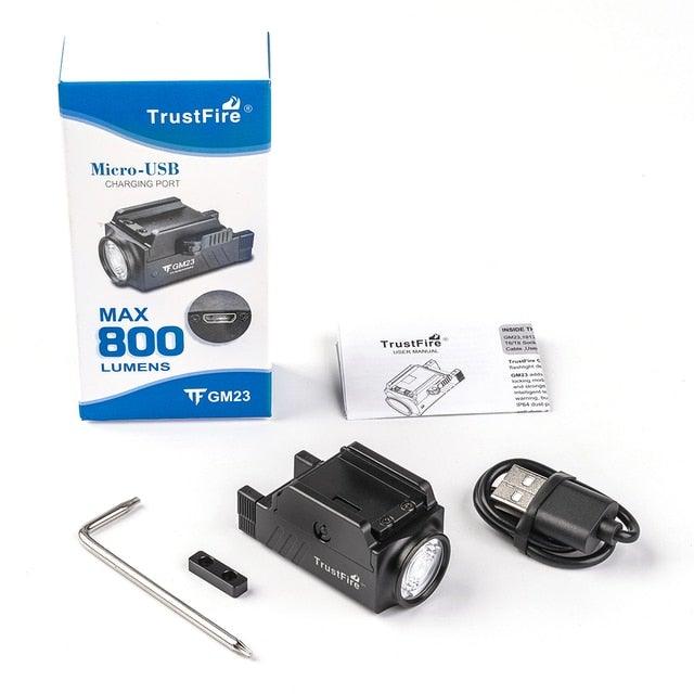 Projecteur rechargeable étanche, haute luminosité réglable, lampe torche tactique LED USB super lumineuse, idéale comme cadeau, lampe de poche montable sur rail pour le camping, la randonnée, la pêche, le jogging et la marche en extérieur.