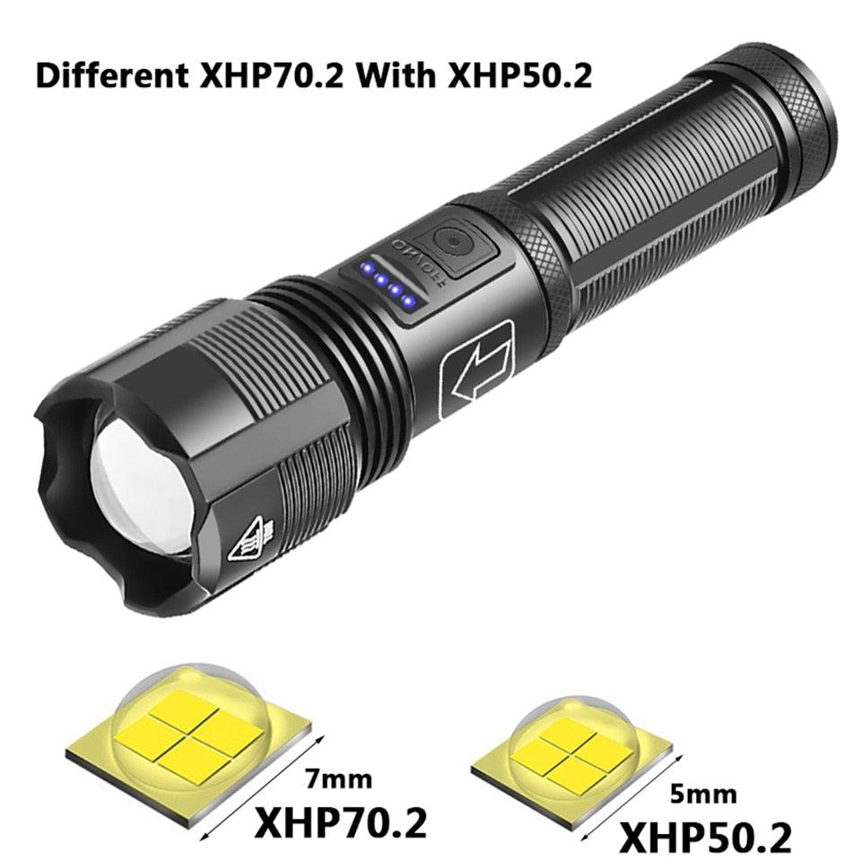 Lampe de poche tactique rechargeable USB LED de haute qualité Zoomable Torche Haute Lumen Lampe de poche super lumineuse Lampe de poche étanche pour l'extérieur Meilleure lampe de poche pour le camping, la randonnée, l'équitation