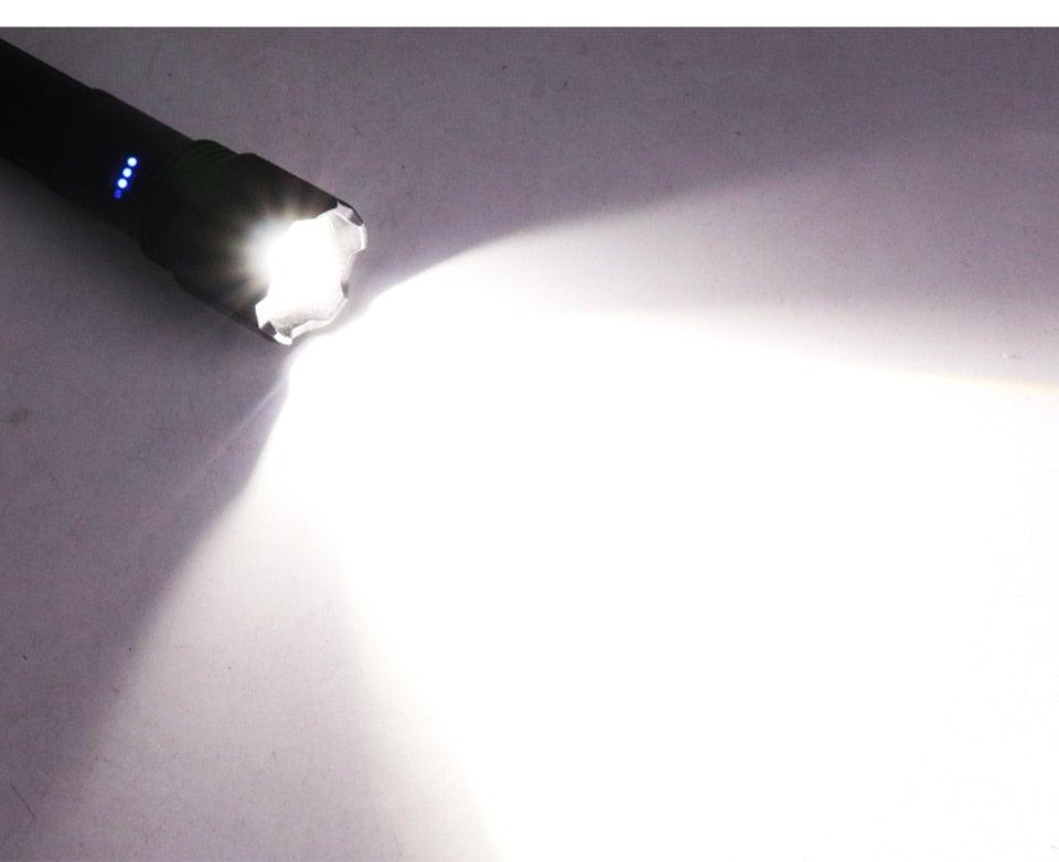 Lampe de poche tactique rechargeable USB LED de haute qualité Zoomable Torche Haute Lumen Lampe de poche super lumineuse Lampe de poche étanche pour l'extérieur Meilleure lampe de poche pour le camping, la randonnée, l'équitation