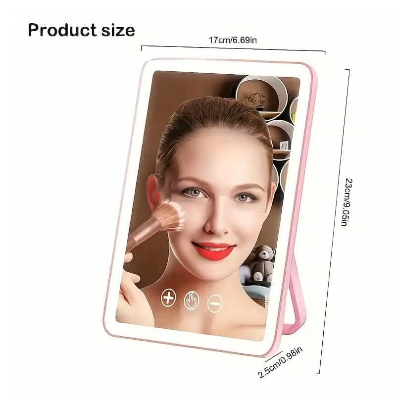 Miroir de maquillage de voyage rechargeable avec lumières LED