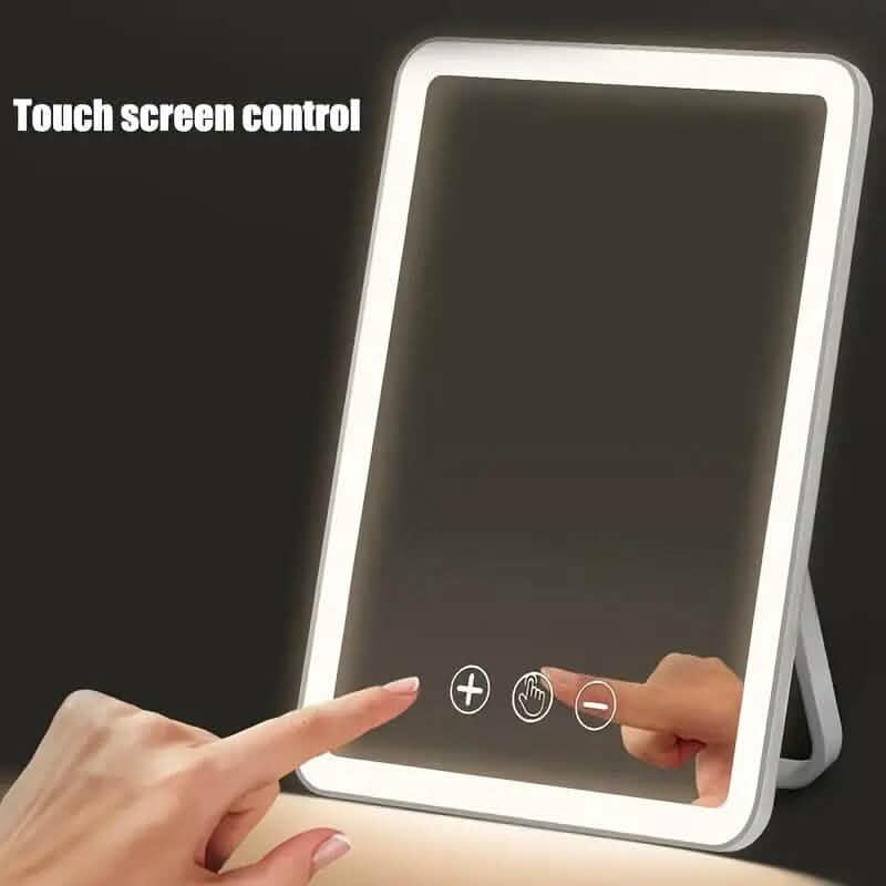 Miroir de maquillage de voyage rechargeable avec lumières LED