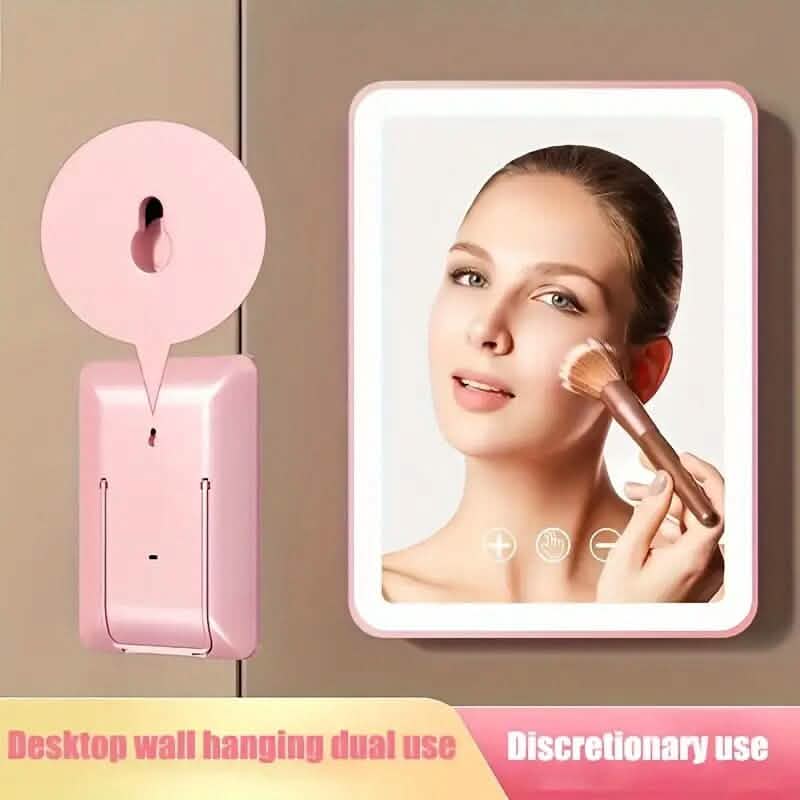 Miroir de maquillage de voyage rechargeable avec lumières LED