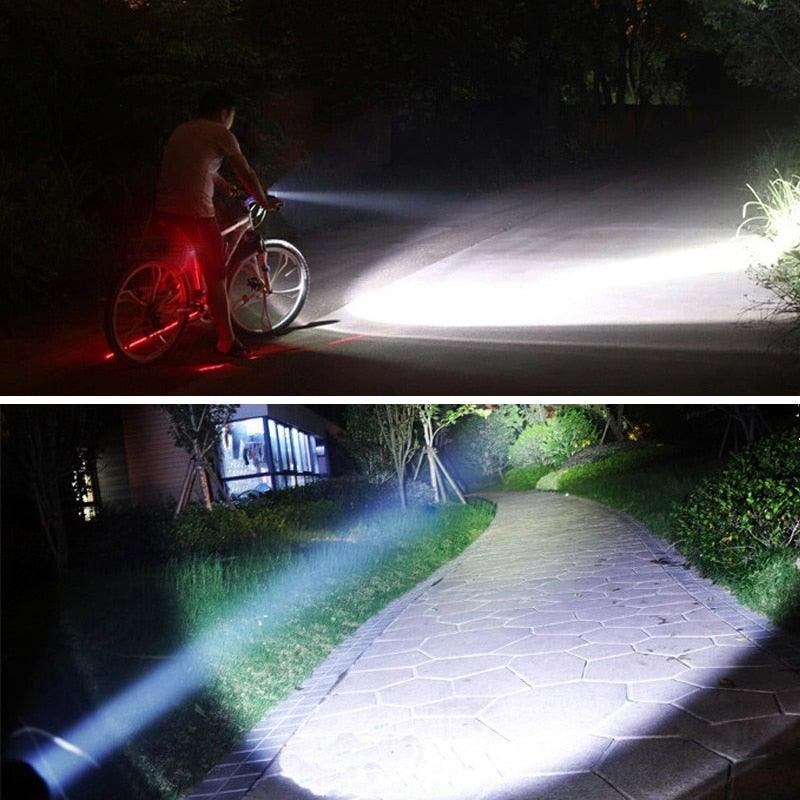 Lampe de poche tactique à LED haute puissance rechargeable USB avec support de rail, lampe de poche tactique blanche à LED avec interrupteur à pression pour la chasse nocturne à longue portée