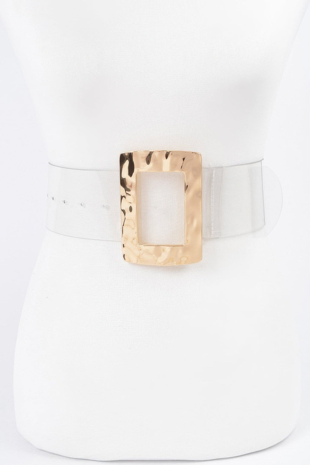 Ceinture transparente avec boucle métallique rectangulaire