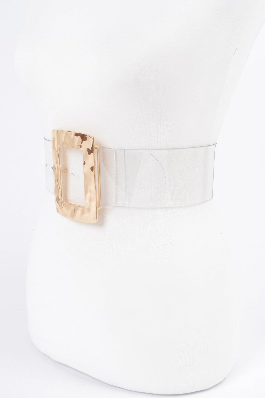 Ceinture transparente avec boucle métallique rectangulaire