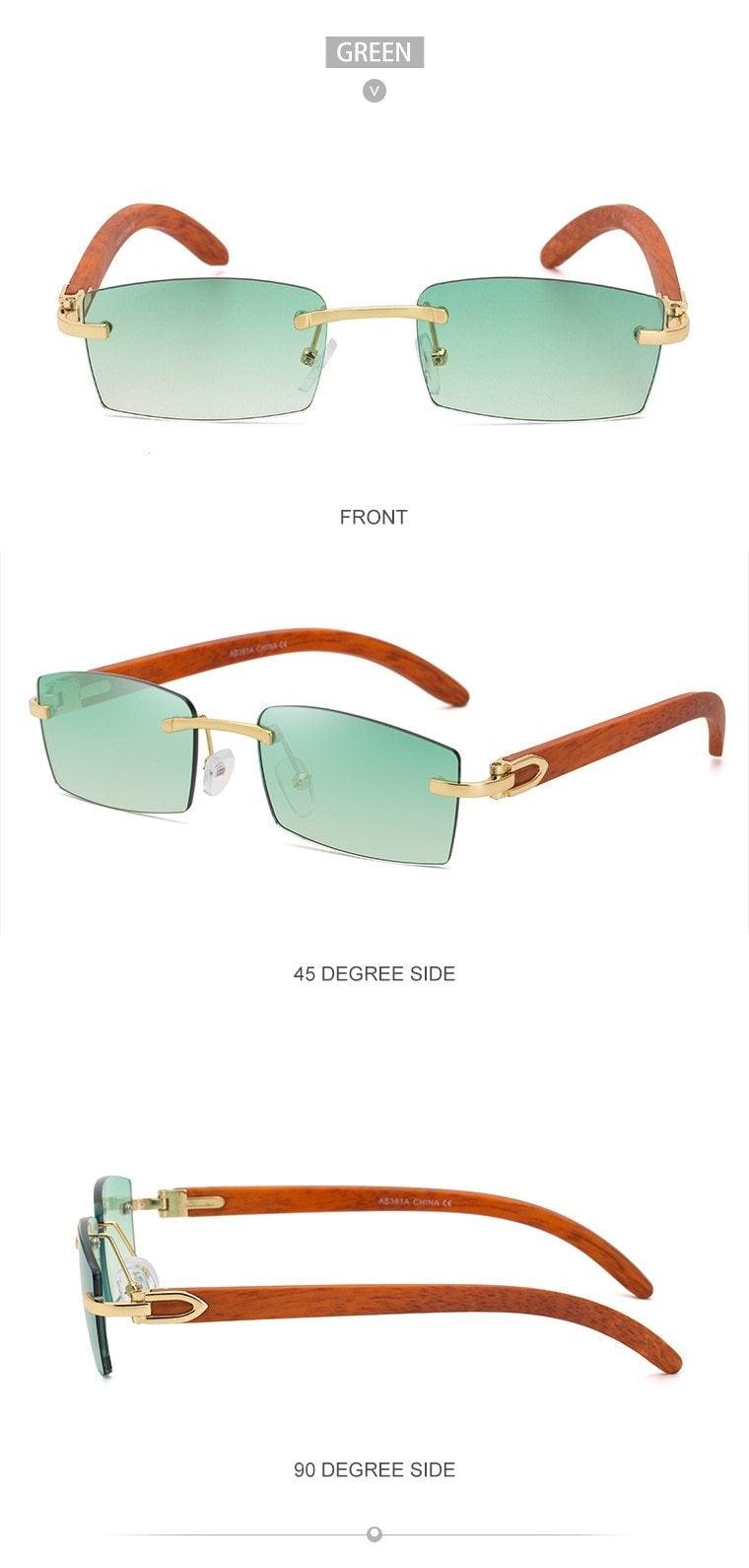Lunettes de soleil rectangulaires pour hommes/femmes petites lunettes sans monture carrées lunettes de soleil pour hommes super claires sans monture lunettes de soleil classiques carrées de conduite