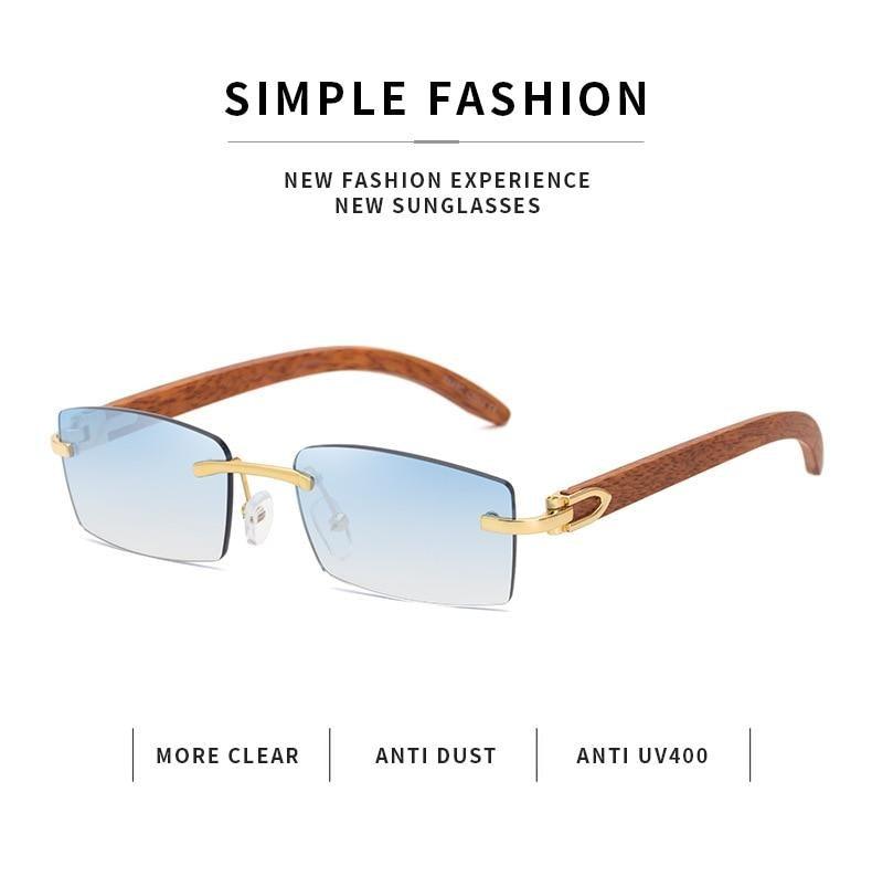 Lunettes de soleil rectangulaires pour hommes/femmes petites lunettes sans monture carrées lunettes de soleil pour hommes super claires sans monture lunettes de soleil classiques carrées de conduite