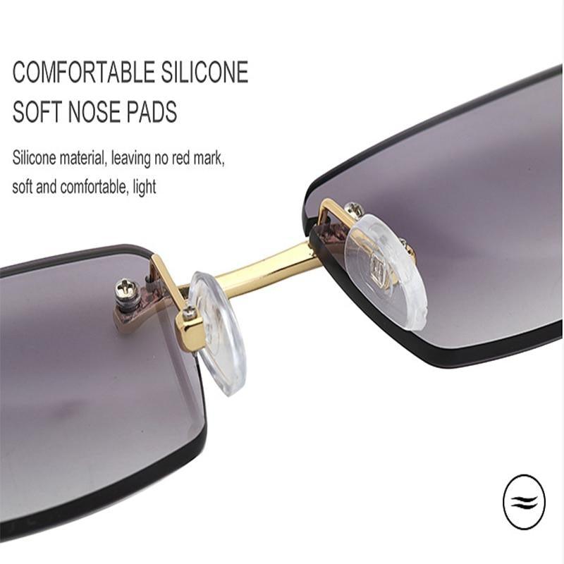 Lunettes de soleil rectangulaires pour hommes/femmes petites lunettes sans monture carrées lunettes de soleil pour hommes super claires sans monture lunettes de soleil classiques carrées de conduite