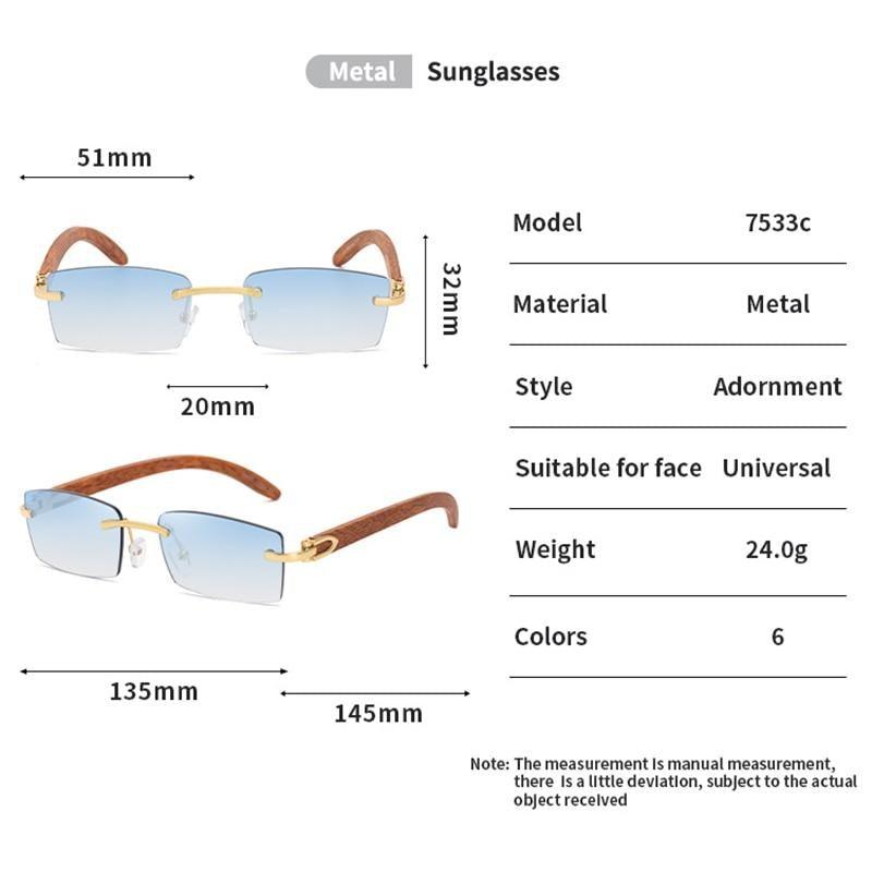Lunettes de soleil rectangulaires pour hommes/femmes petites lunettes sans monture carrées lunettes de soleil pour hommes super claires sans monture lunettes de soleil classiques carrées de conduite