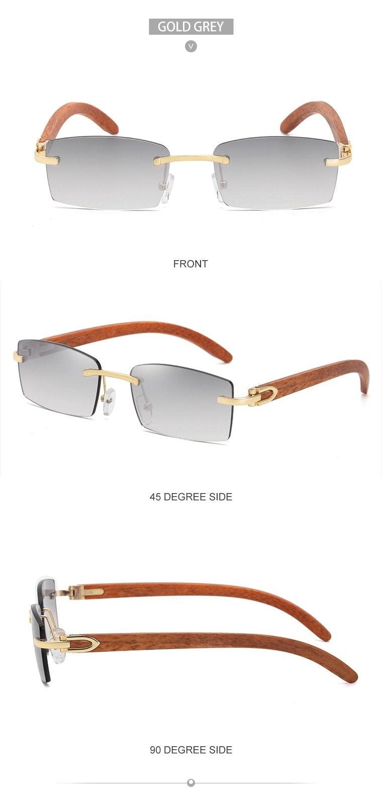 Lunettes de soleil rectangulaires pour hommes/femmes petites lunettes sans monture carrées lunettes de soleil pour hommes super claires sans monture lunettes de soleil classiques carrées de conduite