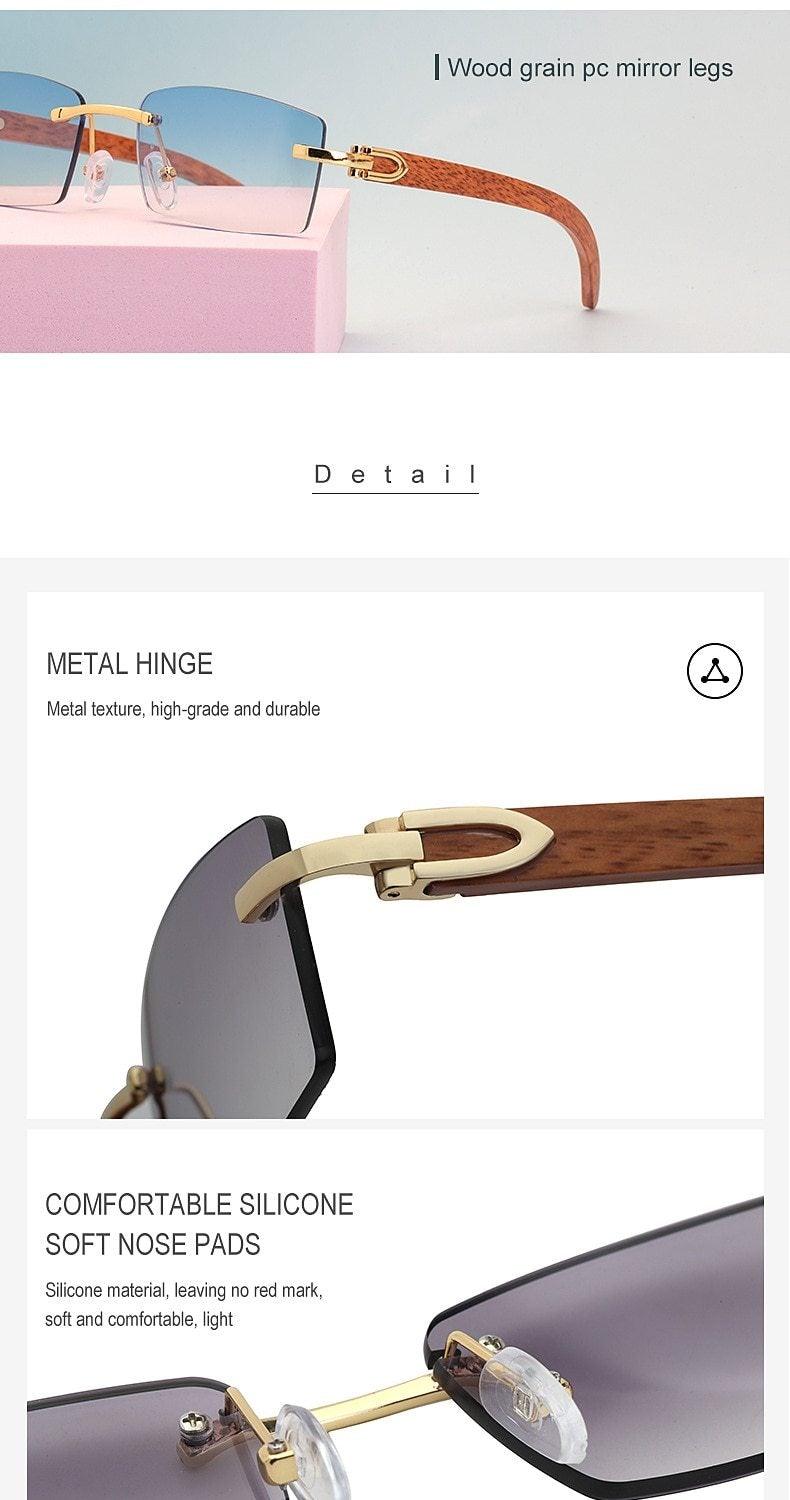 Lunettes de soleil rectangulaires pour hommes/femmes petites lunettes sans monture carrées lunettes de soleil pour hommes super claires sans monture lunettes de soleil classiques carrées de conduite