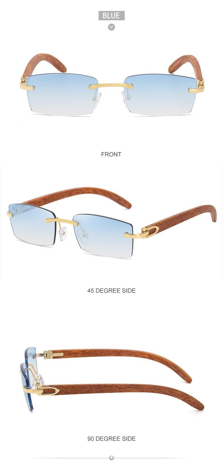 Lunettes de soleil rectangulaires pour hommes/femmes petites lunettes sans monture carrées lunettes de soleil pour hommes super claires sans monture lunettes de soleil classiques carrées de conduite