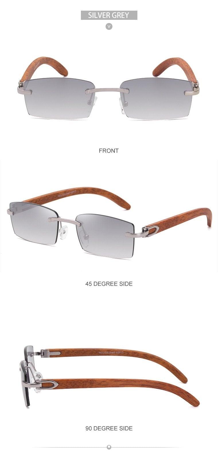 Lunettes de soleil rectangulaires pour hommes/femmes petites lunettes sans monture carrées lunettes de soleil pour hommes super claires sans monture lunettes de soleil classiques carrées de conduite