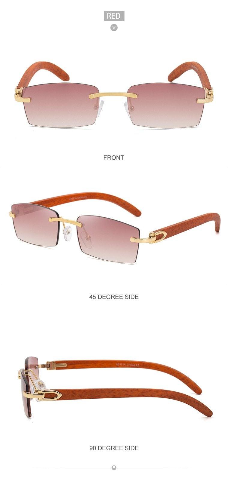 Lunettes de soleil rectangulaires pour hommes/femmes petites lunettes sans monture carrées lunettes de soleil pour hommes super claires sans monture lunettes de soleil classiques carrées de conduite