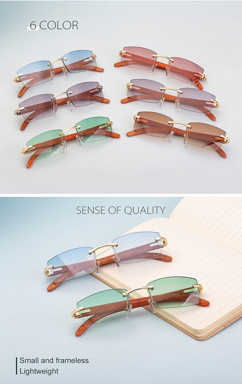 Lunettes de soleil rectangulaires pour hommes/femmes petites lunettes sans monture carrées lunettes de soleil pour hommes super claires sans monture lunettes de soleil classiques carrées de conduite