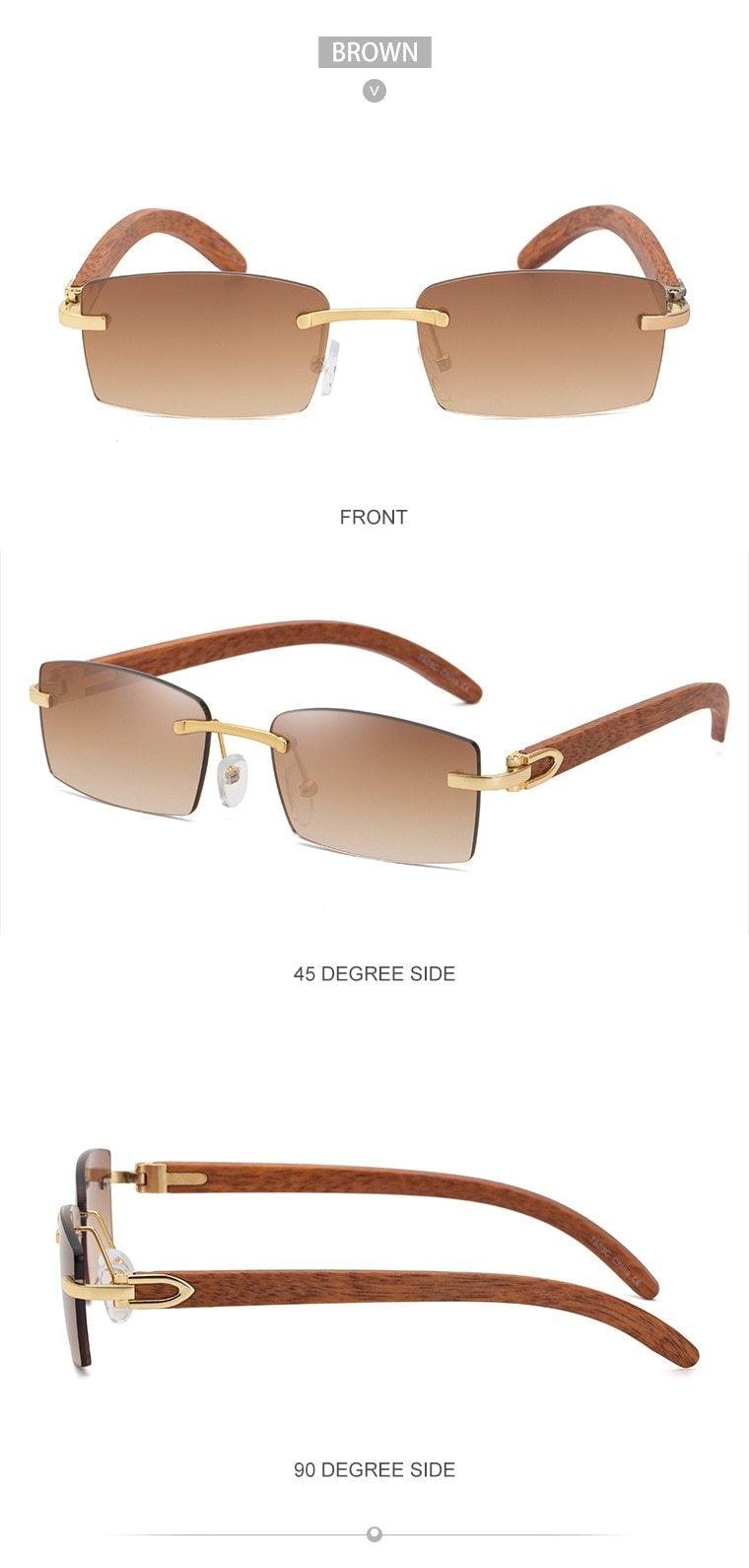 Lunettes de soleil rectangulaires pour hommes/femmes petites lunettes sans monture carrées lunettes de soleil pour hommes super claires sans monture lunettes de soleil classiques carrées de conduite