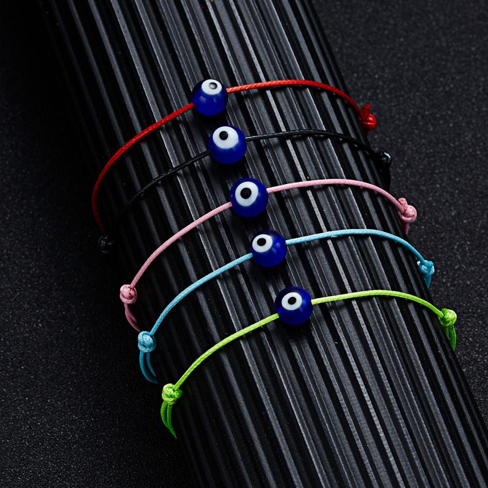 Bracelets œil grec en fil rouge, légers, faits main, tressés avec breloque œil bleu, bijoux pour femmes et enfants. Bracelets assortis tressés faits à la main avec breloque œil bleu réglables pour hommes et femmes.