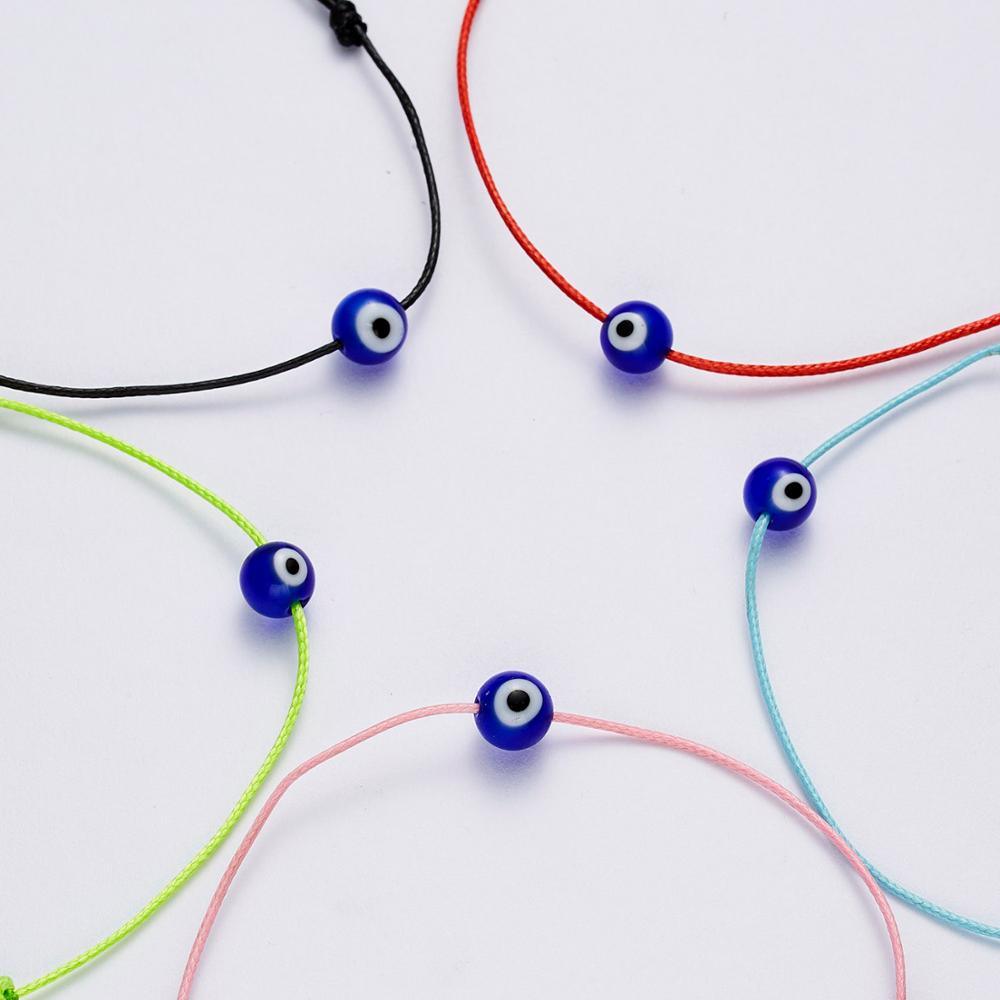 Bracelets œil grec en fil rouge, légers, faits main, tressés avec breloque œil bleu, bijoux pour femmes et enfants. Bracelets assortis tressés faits à la main avec breloque œil bleu réglables pour hommes et femmes.