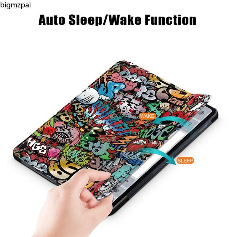 Redmi Pad 2022 10.6 Pour Tablette Xiaomi Pad 5 Étui Enfants Pliant Smart Cover Cuir Housse de Protection Mi Pad 5 Pro Étui Support Fonction Cuir Housse Imprimé Cuir de Haute Qualité Housse de Protection