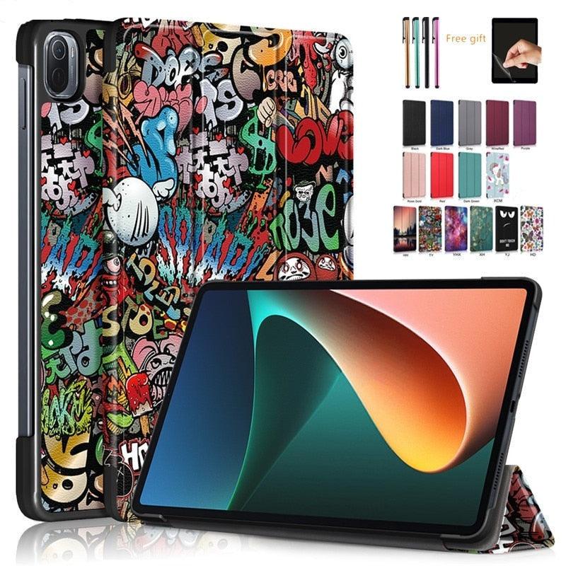 Redmi Pad 2022 10.6 Pour Tablette Xiaomi Pad 5 Étui Enfants Pliant Smart Cover Cuir Housse de Protection Mi Pad 5 Pro Étui Support Fonction Cuir Housse Imprimé Cuir de Haute Qualité Housse de Protection