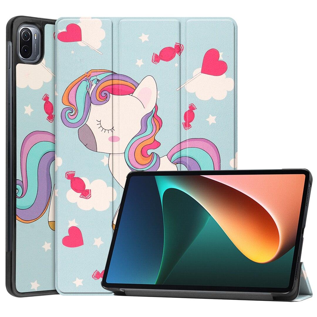 Redmi Pad 2022 10.6 Pour Tablette Xiaomi Pad 5 Étui Enfants Pliant Smart Cover Cuir Housse de Protection Mi Pad 5 Pro Étui Support Fonction Cuir Housse Imprimé Cuir de Haute Qualité Housse de Protection