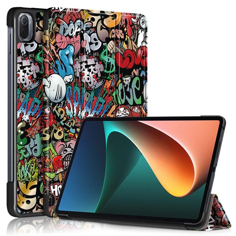 Redmi Pad 2022 10.6 Pour Tablette Xiaomi Pad 5 Étui Enfants Pliant Smart Cover Cuir Housse de Protection Mi Pad 5 Pro Étui Support Fonction Cuir Housse Imprimé Cuir de Haute Qualité Housse de Protection