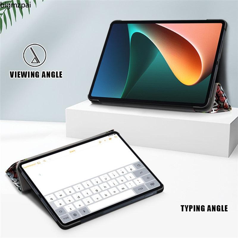 Redmi Pad 2022 10.6 Pour Tablette Xiaomi Pad 5 Étui Enfants Pliant Smart Cover Cuir Housse de Protection Mi Pad 5 Pro Étui Support Fonction Cuir Housse Imprimé Cuir de Haute Qualité Housse de Protection