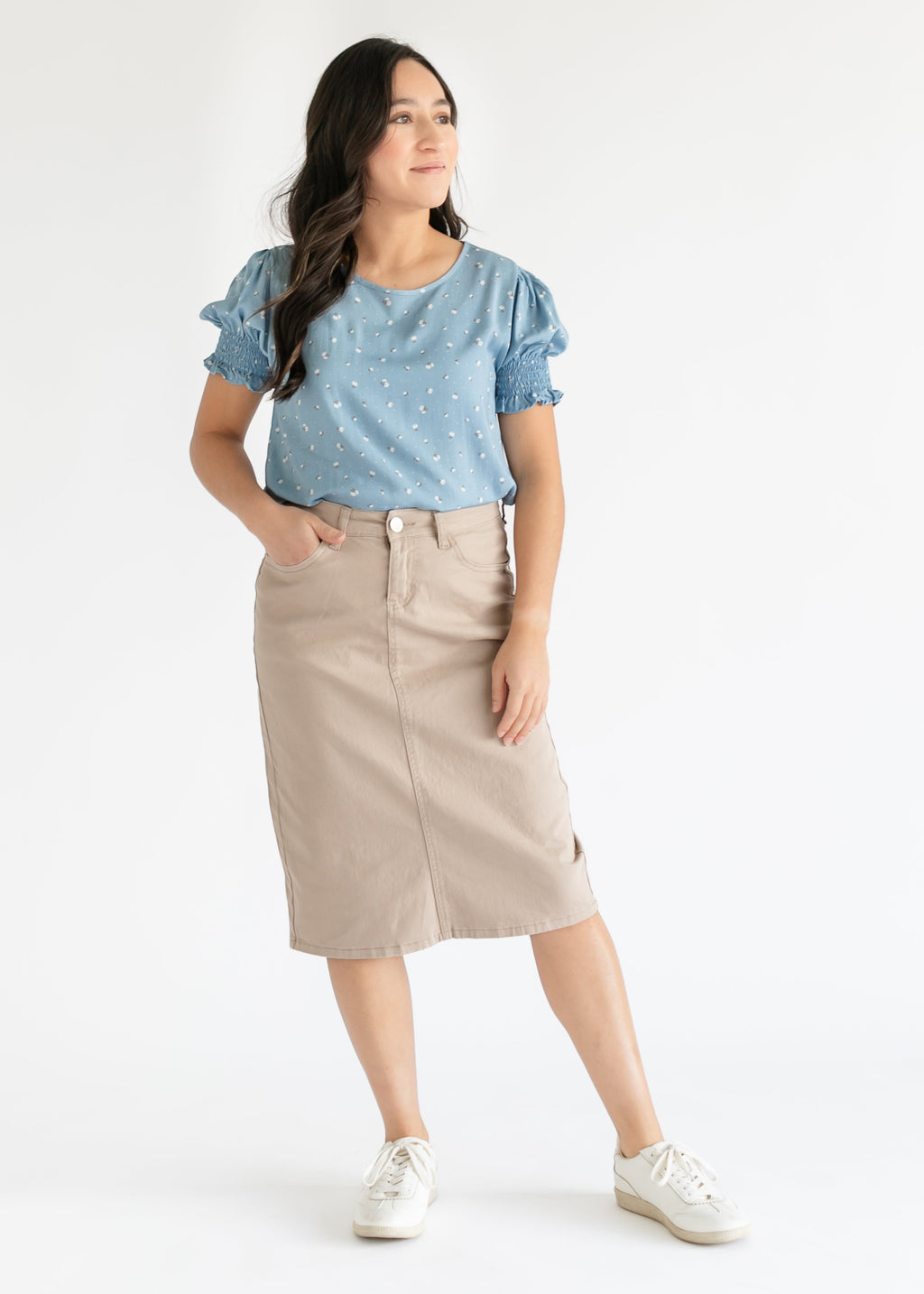 Jupe Midi en Jean Remi Simply Taupe