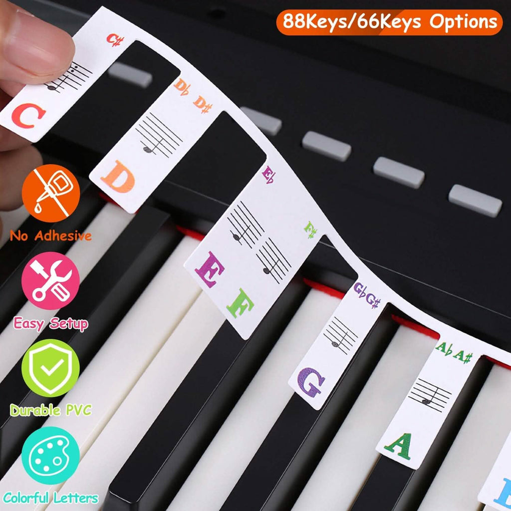 Autocollants de clavier de piano en PVC amovibles