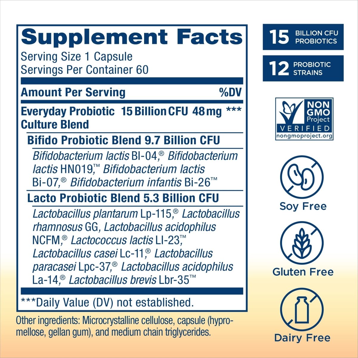 Renew Life Probiotiques Adultes, 15 Milliards d'UFC Garantis, Complément Probiotique Quotidien pour la Santé Digestive et Immunitaire, Stable à la Conservation, Sans Gluten, Lait et Soja, 60 Gélules