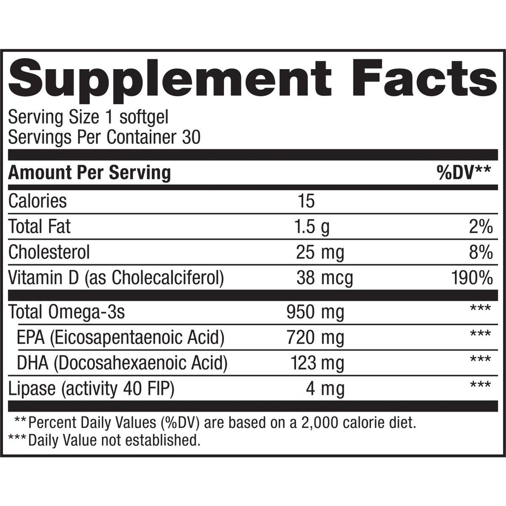 Renew Life Fish Oil, Norwegian Gold Omega-3 Supplement 950mg Critical Omega-3 Fish Oil Supplement, Dairy & Gluten Free
