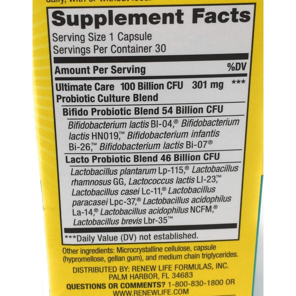 Renew Life, Ultimate Flora Care Probiotique 100 milliards, 30 capsules
