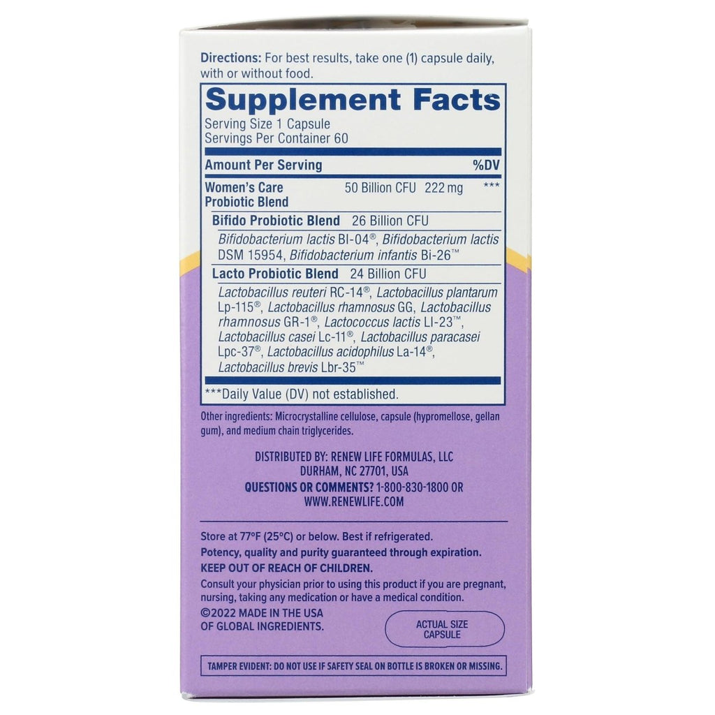 RENEW LIFE Ultimate Flora Probiotique Vaginal 50 Milliards, 60 CP