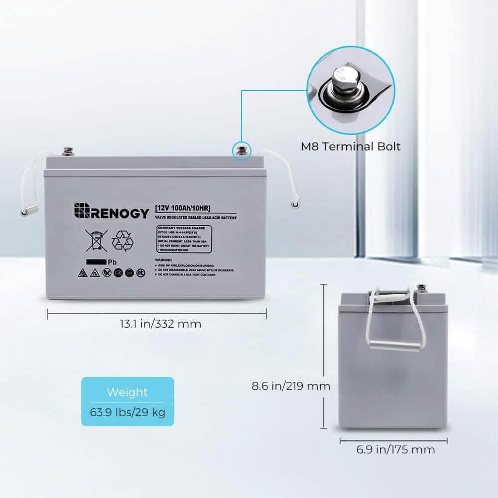 Batterie AGM à décharge profonde Renogy 12 volts 100 Ah (reconditionnée)