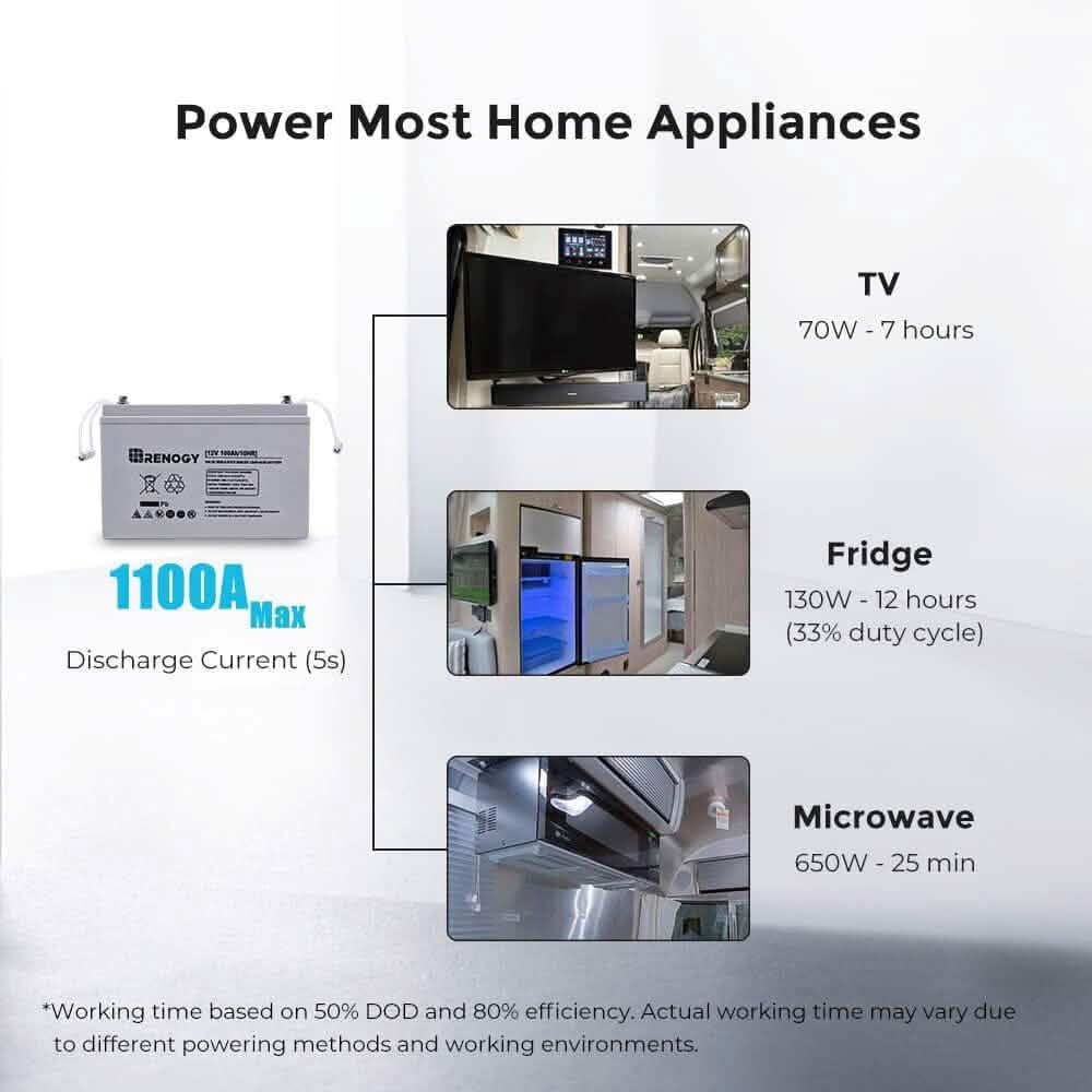 Batterie AGM à décharge profonde Renogy 12 volts 100 Ah (reconditionnée)