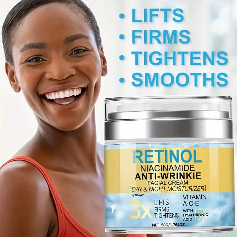 Crème Visage Rétinol et Collagène 50g Anti-Rides et Liftante avec Vitamine E, Niacinamide