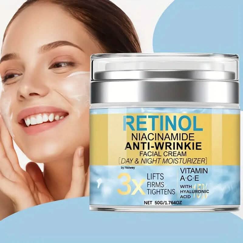 Crème Visage Rétinol et Collagène 50g Anti-Rides et Liftante avec Vitamine E, Niacinamide
