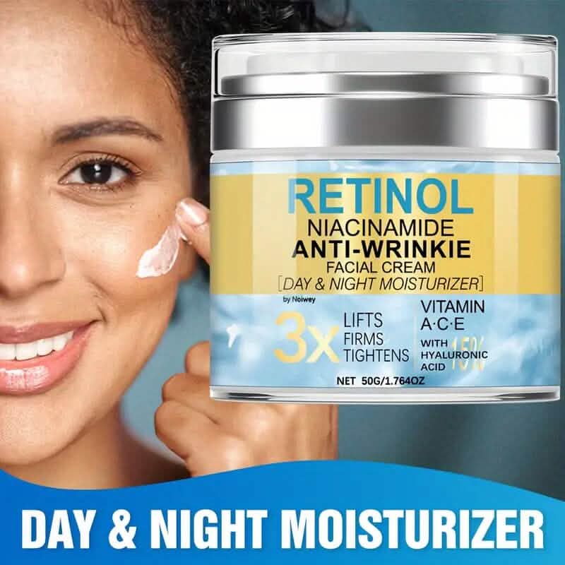 Crème Visage Rétinol et Collagène 50g Anti-Rides et Liftante avec Vitamine E, Niacinamide