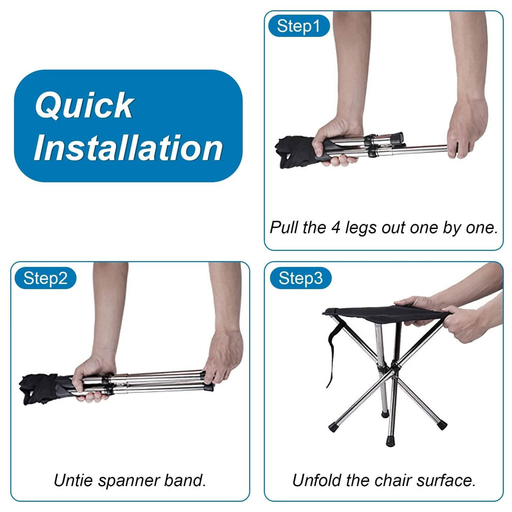 Chaise Pliante Rétractable Portable Tabouret de Randonnée Facile à Installer