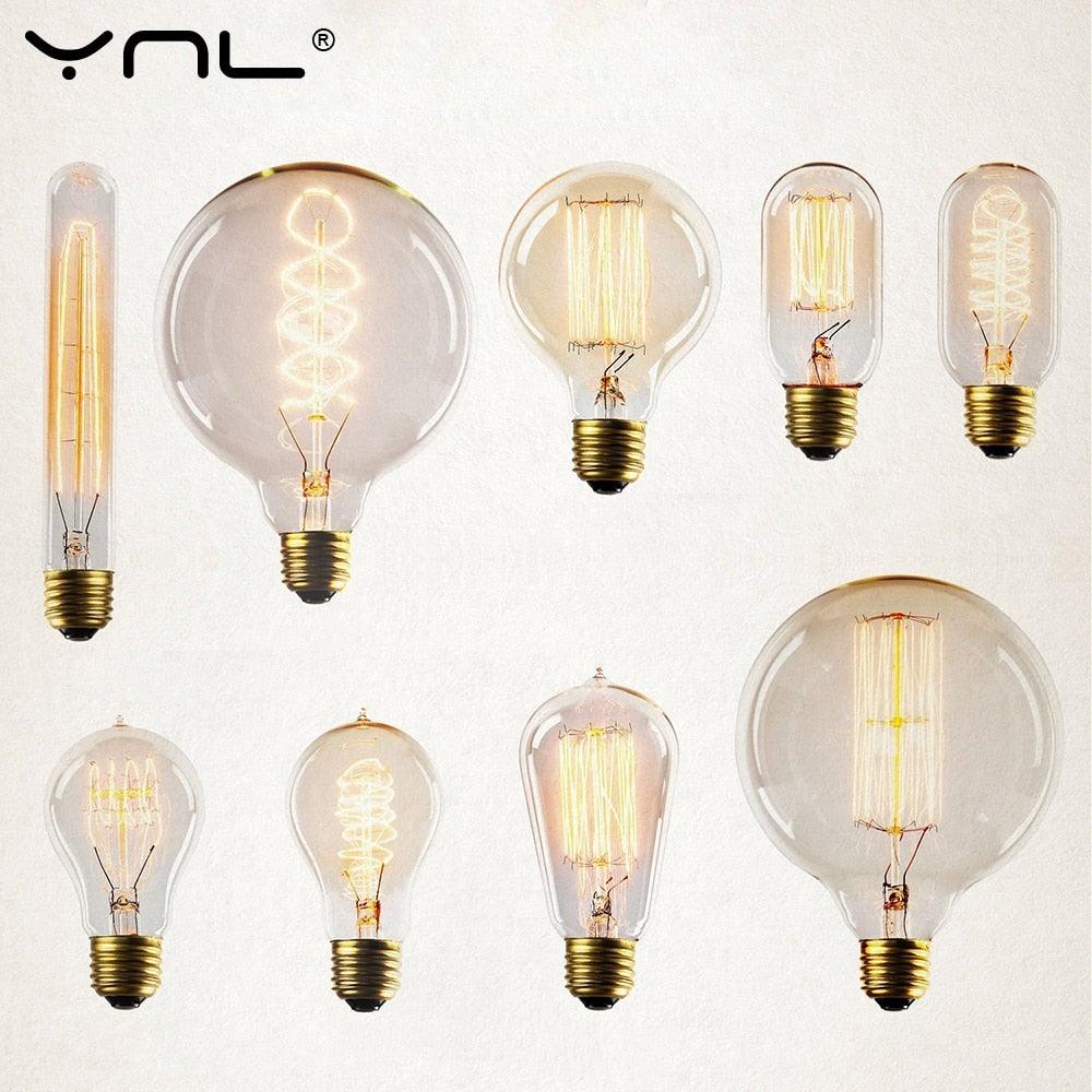 Ampoule rétro Edison ST64 A19 T45 G80 G95 G125 Incandescente E27 220V 40W tubes lumineux à filament Edison