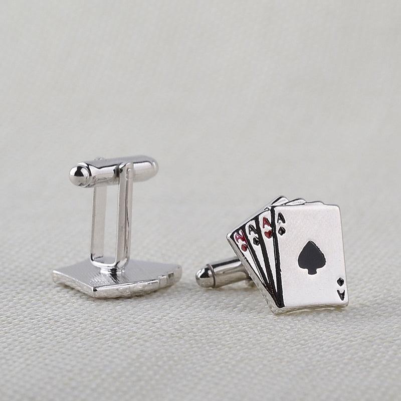 Pince à Cravate Cartes à Jouer Rétro Vintage Élégante Pince à Cravate Homme Clips Uniques Boutons de Manchette de Mariage pour Anniversaire Réunion d'Affaires et Vie Quotidienne